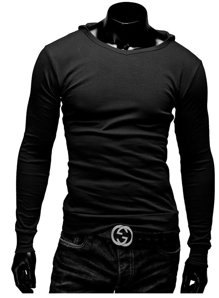 2015 New Arrival Mens Solid Tops Tees T-Shirt Men Cotton  Men's T-shirt With Hat Long Sleeve Men T- Shirt