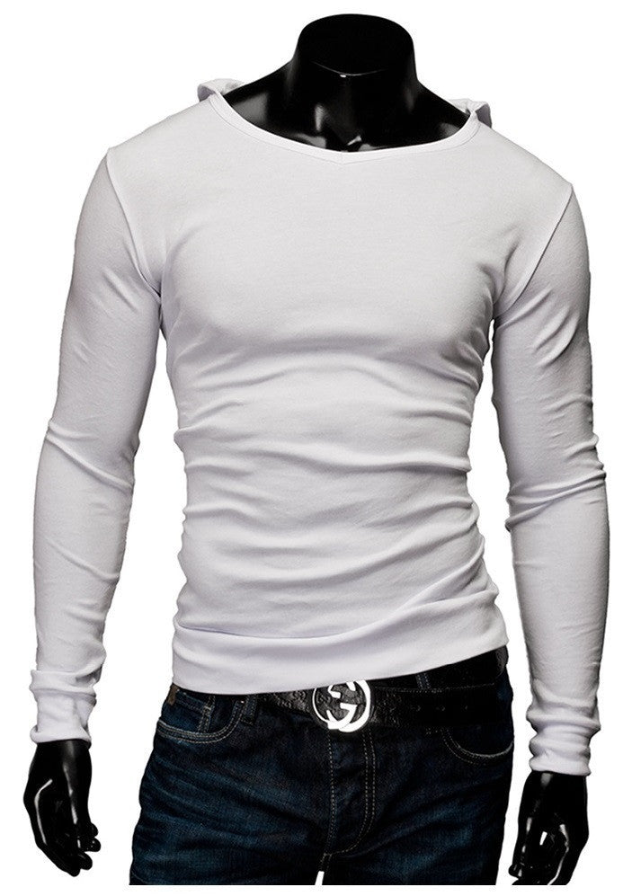 2015 New Arrival Mens Solid Tops Tees T-Shirt Men Cotton  Men's T-shirt With Hat Long Sleeve Men T- Shirt