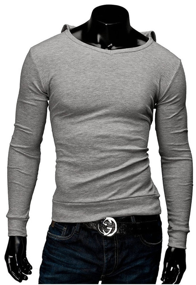 2015 New Arrival Mens Solid Tops Tees T-Shirt Men Cotton  Men's T-shirt With Hat Long Sleeve Men T- Shirt