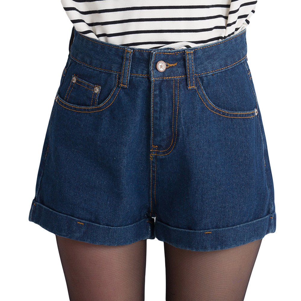 New 2016 Women's Shorts Summer High Waist Denim Shorts Women Plus Size Loose Female Short Jeans