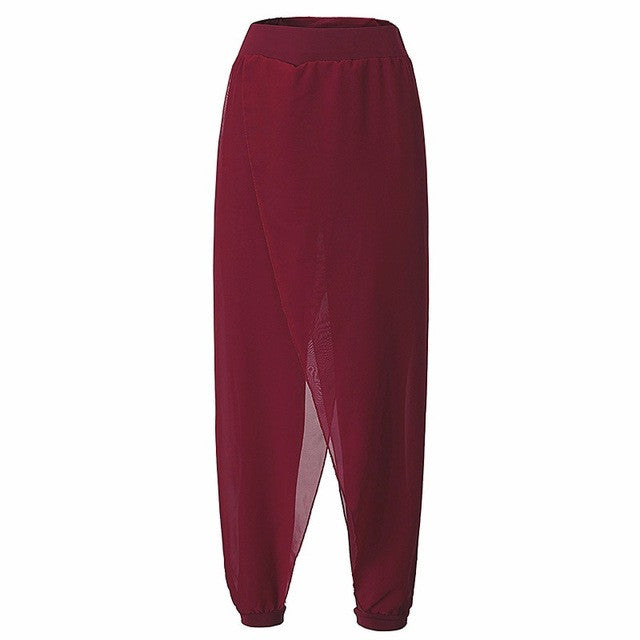 2016 Autumn Stylish Women Black Chiffon Harem Hip Hop Pants Capris Bloomers Loose Casual Ankle Length Trousers S-4XL
