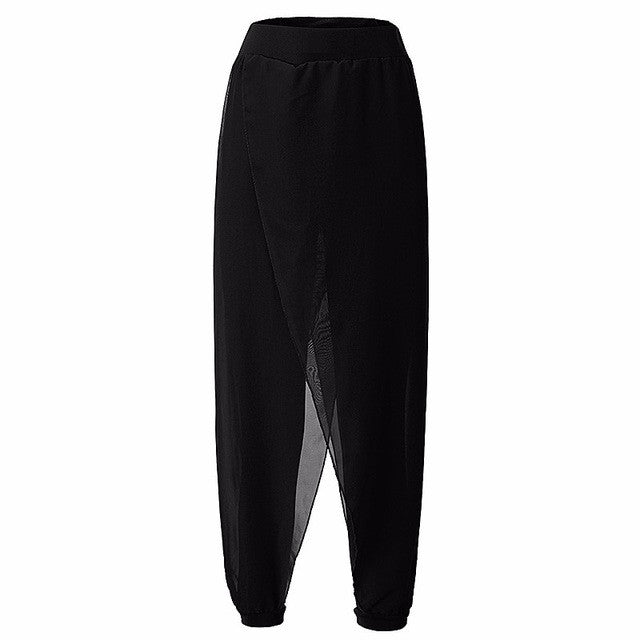 2016 Autumn Stylish Women Black Chiffon Harem Hip Hop Pants Capris Bloomers Loose Casual Ankle Length Trousers S-4XL