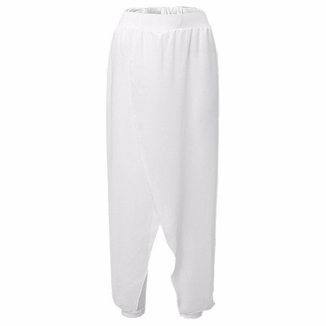 2016 Autumn Stylish Women Black Chiffon Harem Hip Hop Pants Capris Bloomers Loose Casual Ankle Length Trousers S-4XL