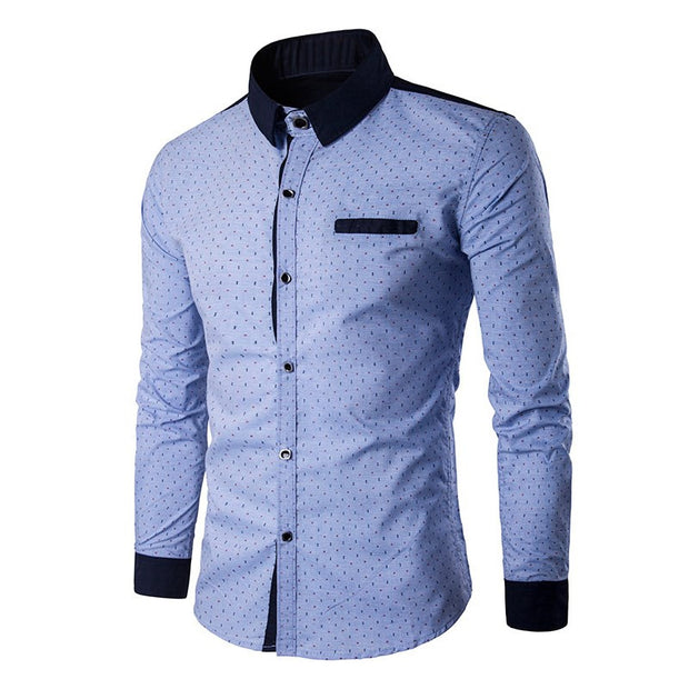 2017 New Arrival Fashion Men Shirts Brand New Stylish Patchwork Turn-down Collar Long Sleeve Slim Fit Dress Shirt Casual Tops