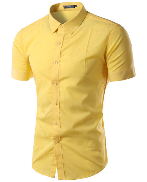 2017 Summer Fashion Mens Shirt Casual Slim Fit Business Formal Shirt Short Sleeve Mens Solid Chemise Homme Asian Size M-3XL 6537