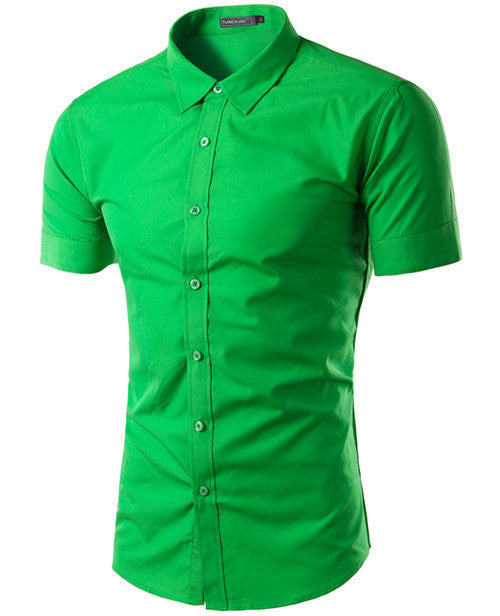 2017 Summer Fashion Mens Shirt Casual Slim Fit Business Formal Shirt Short Sleeve Mens Solid Chemise Homme Asian Size M-3XL 6537