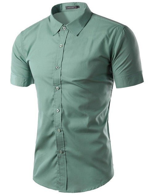 2017 Summer Fashion Mens Shirt Casual Slim Fit Business Formal Shirt Short Sleeve Mens Solid Chemise Homme Asian Size M-3XL 6537