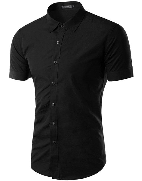 2017 Summer Fashion Mens Shirt Casual Slim Fit Business Formal Shirt Short Sleeve Mens Solid Chemise Homme Asian Size M-3XL 6537