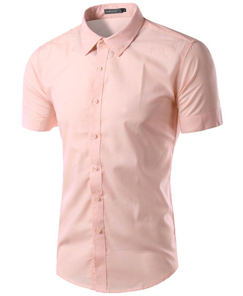 2017 Summer Fashion Mens Shirt Casual Slim Fit Business Formal Shirt Short Sleeve Mens Solid Chemise Homme Asian Size M-3XL 6537