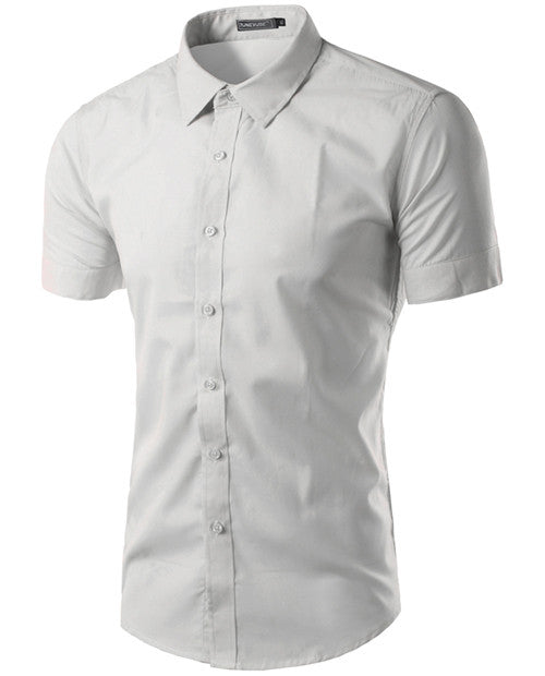 2017 Summer Fashion Mens Shirt Casual Slim Fit Business Formal Shirt Short Sleeve Mens Solid Chemise Homme Asian Size M-3XL 6537