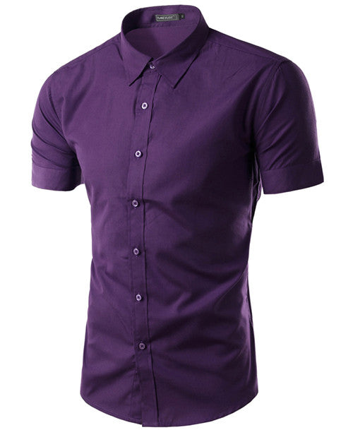 2017 Summer Fashion Mens Shirt Casual Slim Fit Business Formal Shirt Short Sleeve Mens Solid Chemise Homme Asian Size M-3XL 6537