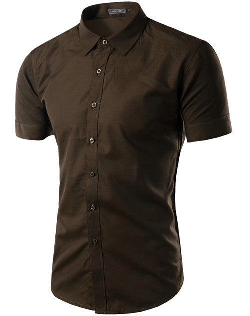 2017 Summer Fashion Mens Shirt Casual Slim Fit Business Formal Shirt Short Sleeve Mens Solid Chemise Homme Asian Size M-3XL 6537