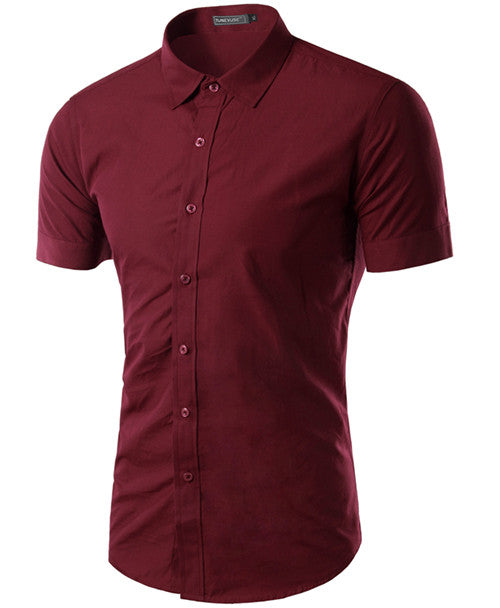 2017 Summer Fashion Mens Shirt Casual Slim Fit Business Formal Shirt Short Sleeve Mens Solid Chemise Homme Asian Size M-3XL 6537