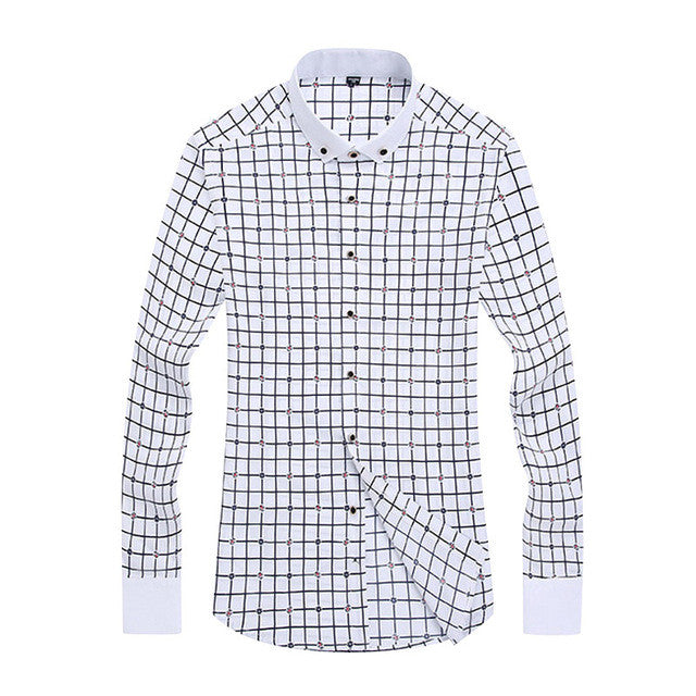 HEE GRAND 2017  Spring Man Classic Print Business Shirts Men's Formal Fit Long Sleeve Casual Shirt MCL1874