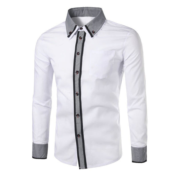 2017 New Men Shirts Business Long Sleeve Turn-down Collar Mens Cotton Shirt Male Buttons Casual Solid Slim Formal Dress Shirt