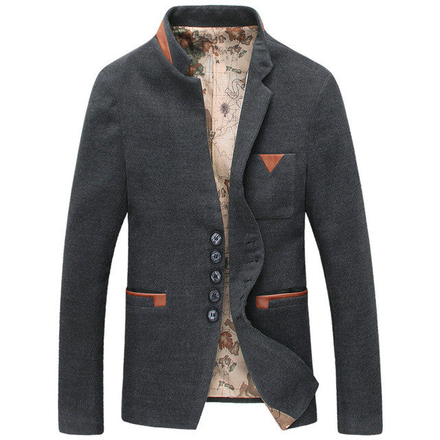 2017 Stylish Mens Winter Casual Slim Fit Formal Blazer Suit Coat Long Sleeves Jacket  Pockets High Neck Outwear S-XL