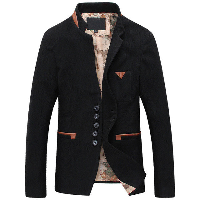 2017 Stylish Mens Winter Casual Slim Fit Formal Blazer Suit Coat Long Sleeves Jacket  Pockets High Neck Outwear S-XL