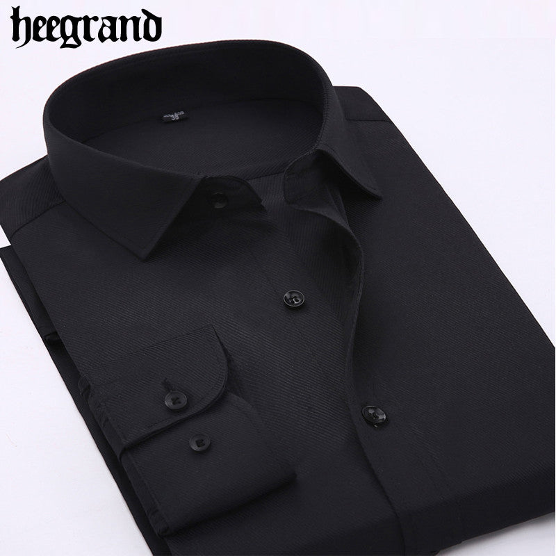 HEE GRAND 2017 New Spring Man Formal Classic Square Collar Plain Office Full Sleeve Shirts Casual Shirt MCL1849