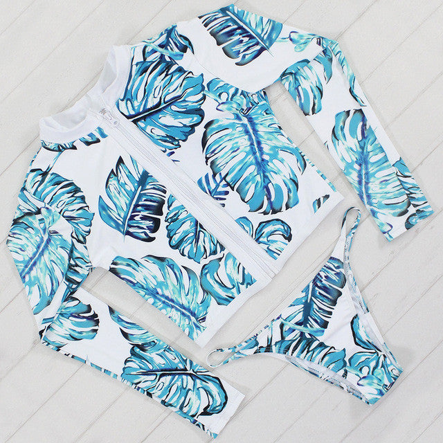 2017 New Leaf Print Bikini Brazilian Retro Biquini 3 Styles Sexy Bathing Suit Print Swimwear Biquini Maillot De Bain Femme