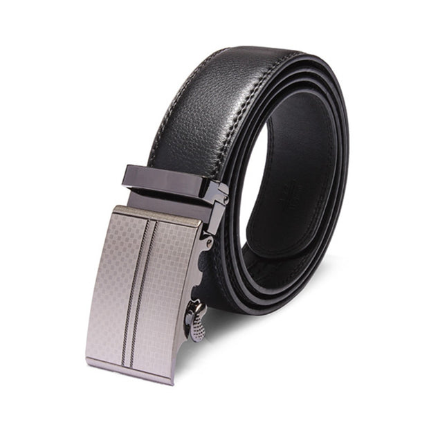 Top Fashion Men Business Pants Strap Belt With Metal Buckle Famous Brand Mens Automatic Buckle Leather Black Belt