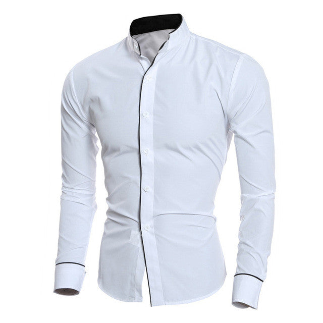 2017 New Fashion Men Shirt Casual Long Sleeve Shirts Mens Slim Business Formal Dress Shirt Male Turn Down Collar Solid Top