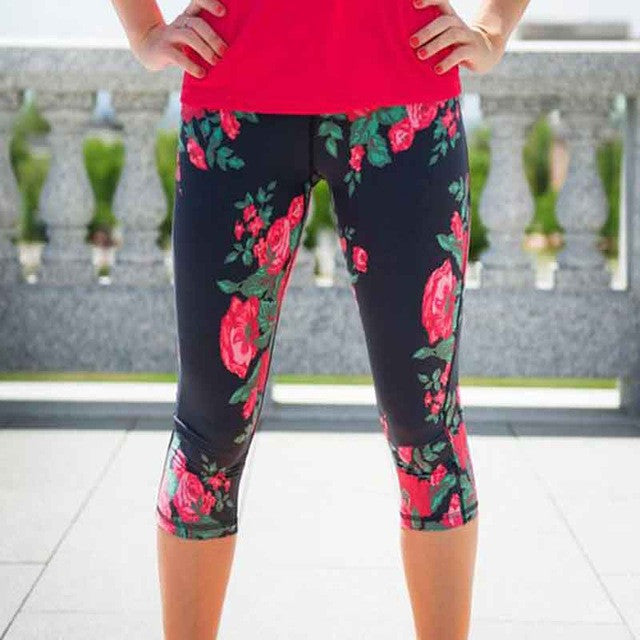 2017 Women Pants Capris Floral Print Calf Length Pants Fashion Ladies Elastic Waist Skinny Flat Summer Pencil Trousers