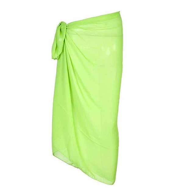 Women Summer Chiffon dress Swimwear Pareo Scarf Beach Wear Cover Wrap Kaftan Sarong Solid 5 Colors Dress