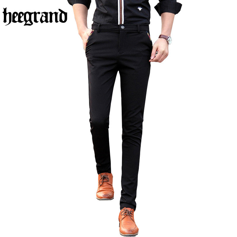 HEE GRAND 2007 High Quality Casual Pants Men Solid Work Pants Clothing Slim Fit Cotton Formal Male Trousers MKZ043