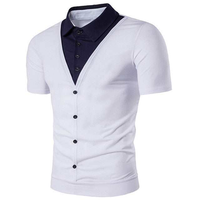 Summer Casual Henley T Shirt Lapel Top Men's Short Sleeve Slim Fit Buttons Down T-shirt Tee Top Business Formal Dress T-shirts