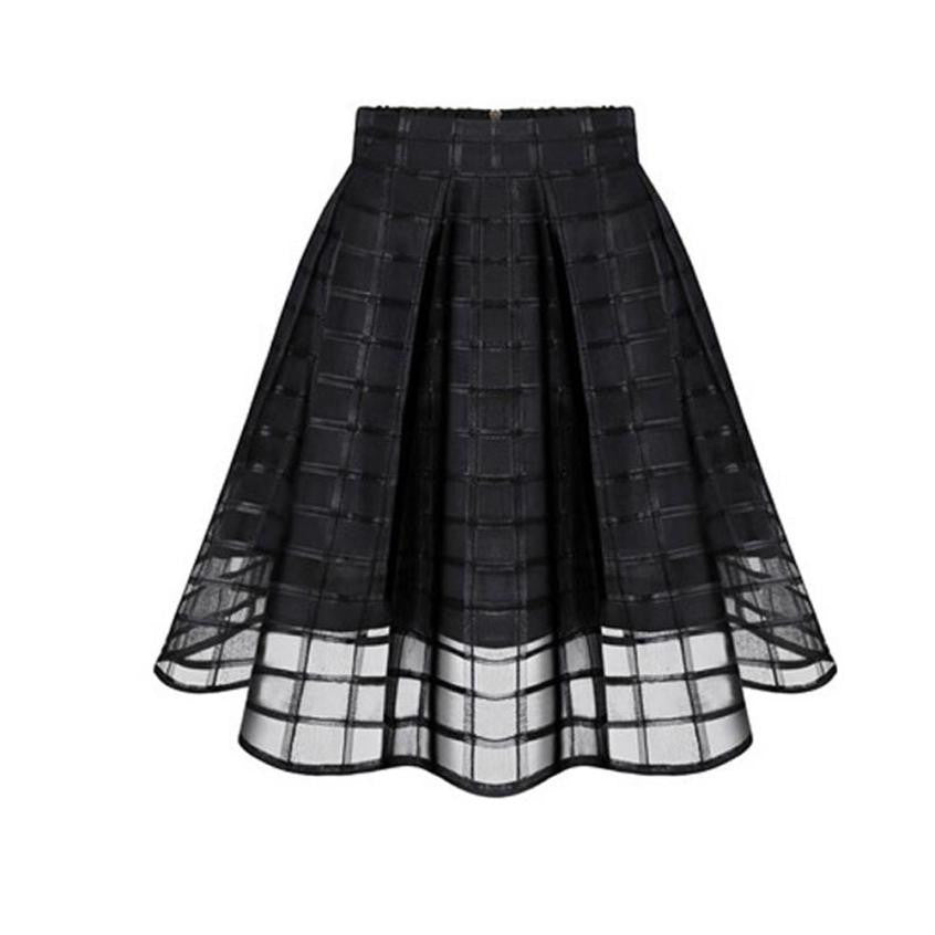 JECKSION High Waist Women Skirts Fashion Organza Skirts Zipper faldas for Ladies Tulle Skirt womens skirts