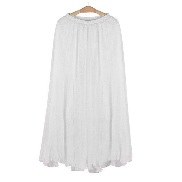 JECKSION Women Long Skirt 2016 Fashion Womens Skirt Chiffon Elastic Waist Long Maxi Beach Skirt #LWN