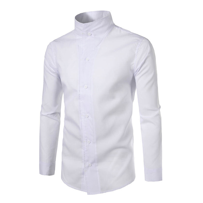 2017 Fashion Brand Camisa Masculina Long Sleeve Stand Collar Plain Shirt Men Slim Design Luxury Formal Casual Male Dress Shirt