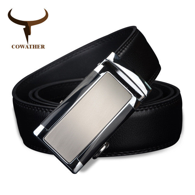 COWATHER 2017 Men cow genuine leather belts for men high quality Ratchet Automatic belt cinto masculino Extra large 1.25" Wide