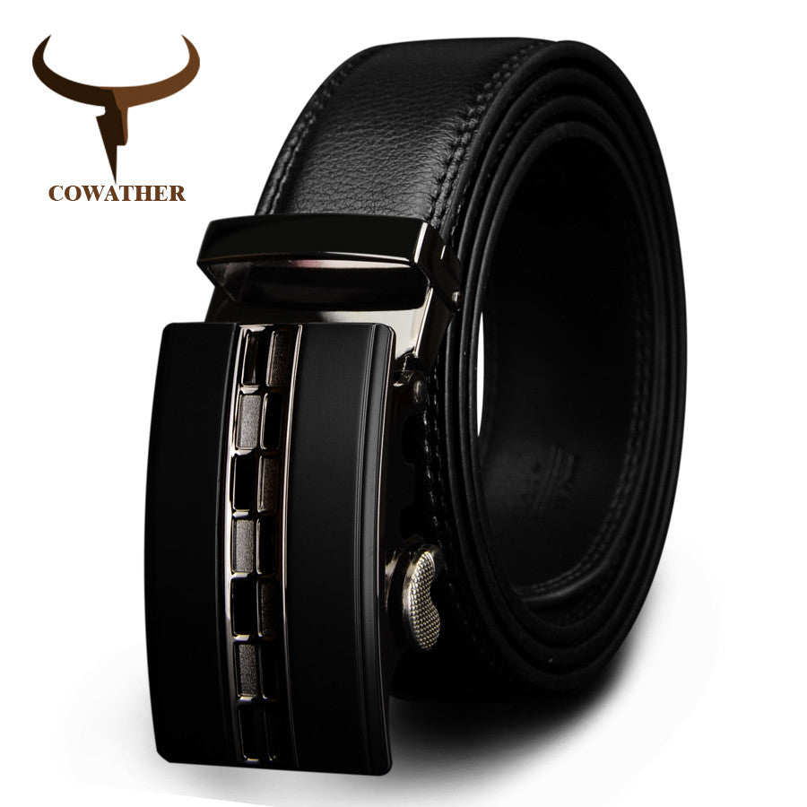 COWATHER  Famous Brand Belt Men Top Quality Genuine Luxury Leather Belts for Men,Strap Male Metal Automatic Buckle big size