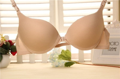 front button push up bra