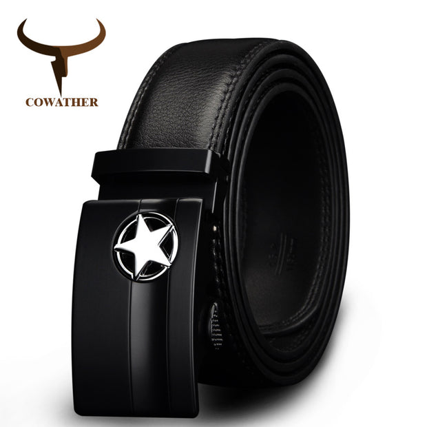 COWATHER 2017 New Designer Men's Belts Luxury Man Fashion Genuine Leather Cowskin Belt for Men High Quality Automatic Buckle