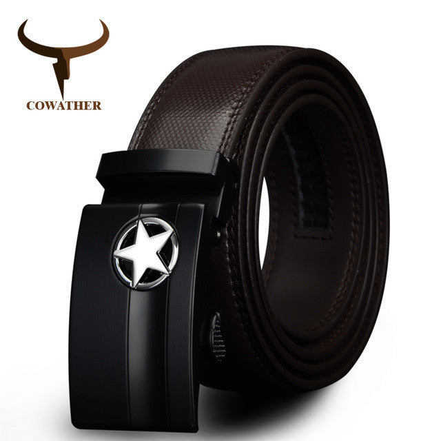 COWATHER 2017 New Designer Men's Belts Luxury Man Fashion Genuine Leather Cowskin Belt for Men High Quality Automatic Buckle