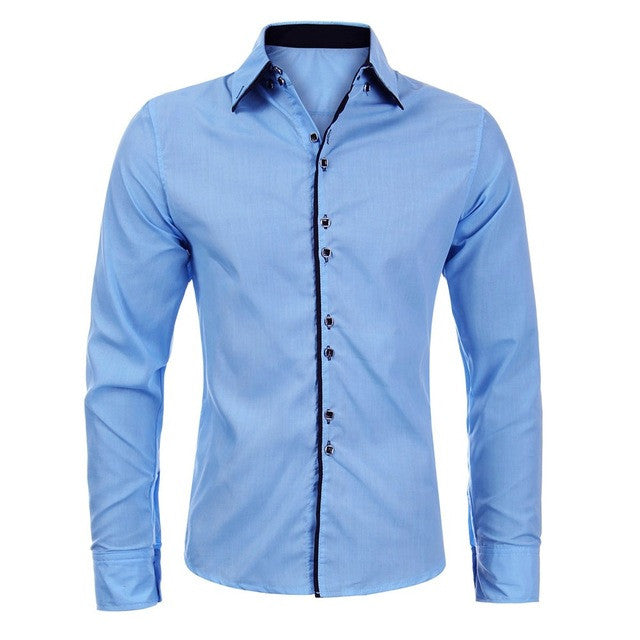 Mens Brand Dress Shirts 2017 Fashion Luxury Cotton Shirts Casual Formal Chemise Homme Slim Fit Tops Solid Camisa Masculina