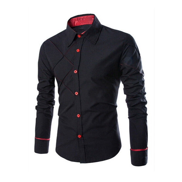 Men Spring Stylish Shirt Size M-3XL 2017  Male Casual Slim Long Sleeve Dress Shirts Masculino Chimise Camisa Hombre Black/White