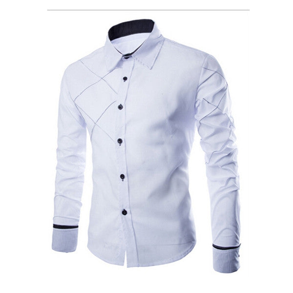 Men Spring Stylish Shirt Size M-3XL 2017  Male Casual Slim Long Sleeve Dress Shirts Masculino Chimise Camisa Hombre Black/White