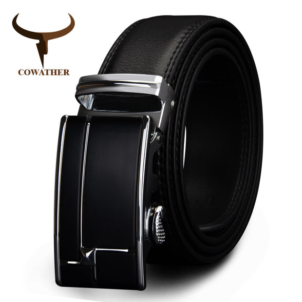 COWATHER big size men belts  cow genuine leather belts for men automaticbuckle black brown color size 34-44 cz038